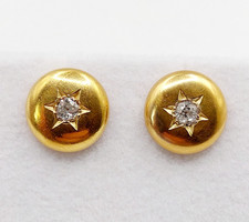 Puces d'oreilles art deco or 18k diamant tailles anciennes (circa 1950)