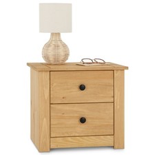 Table de chevet H 41 cm en bois massif avec 2 tiroirs, table de nuit