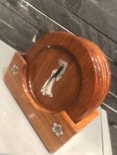 Lot de 6 dessous de verre sous-verres anciens en bois et nacre motifs Asie Chine