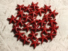 20pc - Perles Turquoise synthèse Etoiles de Mer 14x6mm Rouge   4558550011879