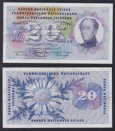 Billet suisse francs 1963 - 20,