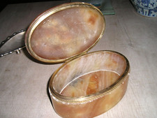 SUPERBE BOITE - COFFRET en MARBRE-ONYX ?- monture métal doré -VINTAGE