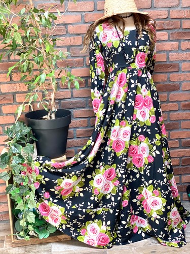 Robe longue imprimee roses - imprimee,
