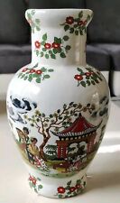 Vase balustre Japonais en céramique polychromes Décor Geishas/jardin. Haut 26 cm