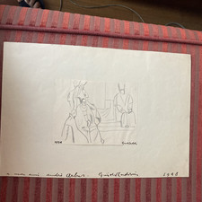 GUIDO CADORIN DESSIN ORIGINAL SIGNEE DEDICACE A ANDRE ARBUS ART DECO SCULPTURE