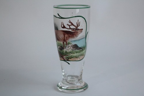 Ancien verre émaillé cerf - verre,