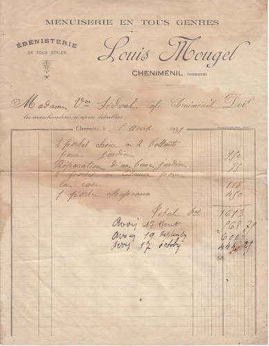 Facture ancienne louis mougel - ancienne,