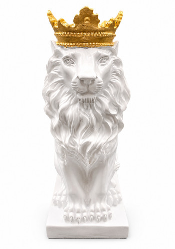 Statue tête lion couronne - statue,