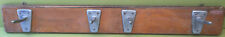 PORTE-MANTEAU BOIS 4  PATERES 12cm5 METAL VESTIAIRE ANCIEN DESIGN INSUTRIEL 1960
