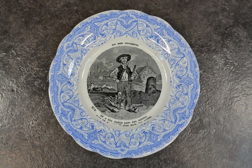 Ancienne assiette humoristique - ancienne,