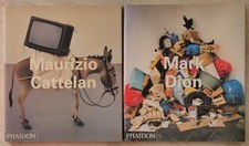Lot 2 livres art contemporain - maurizio cattelan, mark dion (ed.  phaidon)