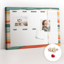 Décoratif Tableau d'affichage Tableau en liège 60x40 Semainier rétro