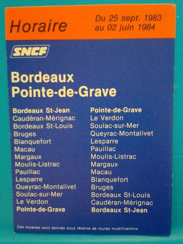Horaires bordeaux pointe - pointe, de