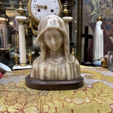 ancienne sculpture en cire la vierge marie buste religieux