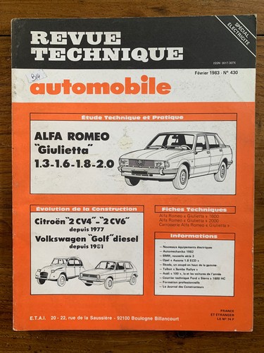 Revue technique rta alfa romeo - technique,