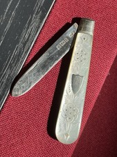 Petit Couteau De Poche Pliant Nacre Argent Poinçons Ancien