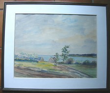 AQUARELLE  GOLFE du MORBIHAN par S.A. BOISECQ