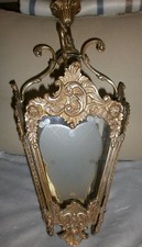 ANCIENNE SUSPENSION/LANTERNE/STYLE LOUIS XV/BRONZE OU LAITON/VERRE/H.59cm/3,2 kg