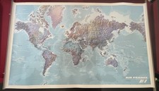 Grande Affiche Poster AIR FRANCE Carte Du Monde 1996