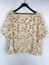 Chemisier femme sans marque 5XL manches courtes plumes paillettes détails...