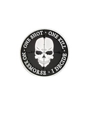 Patch One shoot, one kill, SKULL PVC velcro noir - Livraison gratuite