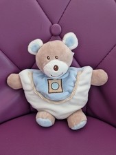Doudou Ours Ajena Blanc Bleu