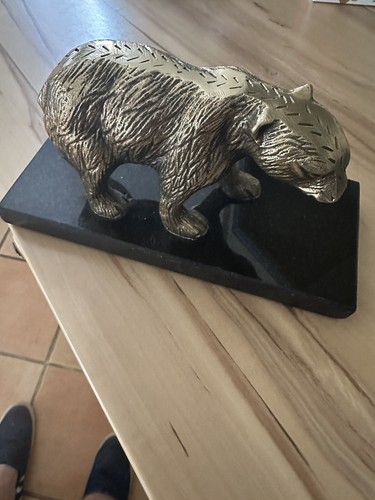Bronze ours sur marbre - bronze,