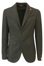 L. B.M.1911 Veste Homme Ouvré Marron / Beige Alignés Slim Fentes Latérales