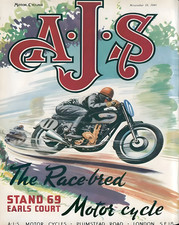 Affiche Vintage AJS Moto 1948 - Motorbike Art - 12X16/16X20/18X24/24X36
