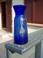 vase en pate de verre bleu cobalt,signé leg,h 24 cm
