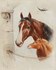 Art mural cheval et poulain