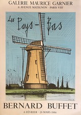 Bernard Buffet Affiche originale lithographie 1986 abstraction misérabiliste