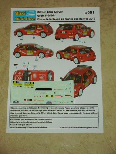Décals 43e citroën saxo - décals, 1/43e