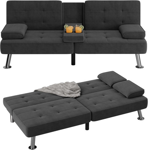 Modern black futon - sofa, bed