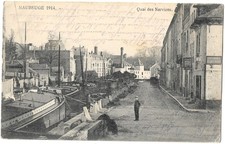 FR59 MAUBEUGE Quai des Nerviens animee peniche bateau estaminet