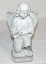 ANCIENNE SCULPTURE STATUE RELIGIEUSE ANGE CROIX BISCUIT PORCELAINE SEVRES XIXème