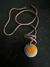 PENDENTIF JASPE OCEAN SUR LIEN MARRON VERTU LITHOTHERAPIE