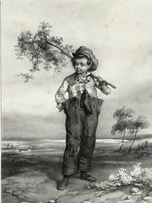 Marchand Hannetons LITHOGRAPHIE Benard GAVARNI Enfant Metier XIX°