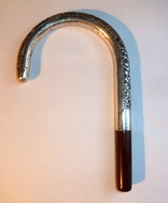 ANCIEN POMMEAU DE CANNE EN ARGENT MASSIF MOTIF FLEURS INDOCHINE