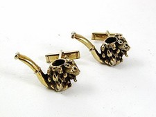 Vintage Goldtone Pipe Mouse Cufflinks By SWANK 31517
