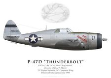 Print P-47D Thunderbolt , 33rd FS, 24th CW, Iceland, 1944 (by G. Marie)