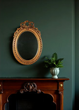 Miroir ovale cadre ancien style Louis XVI bois stuc doré d'origine 58x40 c C697S