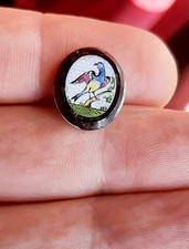 Micro Mosaïque Miniature XIXè Décor Oiseau Bijou Ancien Antique Microsaic 19ème 