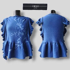 Haut chemisier bleu à volants