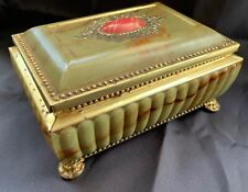 Boîte ancienne en tôle lithographiée imitation pierre albâtre années 40-60