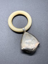 Ancien Hochet Argent Massif Anneau Bébé Jouet Vintage Baby 