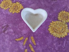 Boite à Bijoux en Forme de Coeur Faience UC Sarreguemines Décor Champêtre Rose