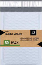 Poly Bubble Mailers, Waterproof & Cushioned Padded Envelopes for Shipping, 8.5 X