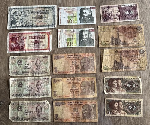 Lot billets du monde - 15,