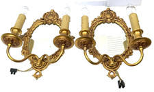 Paire d' APPLIQUES MIROIRS anciennes en bronze doré